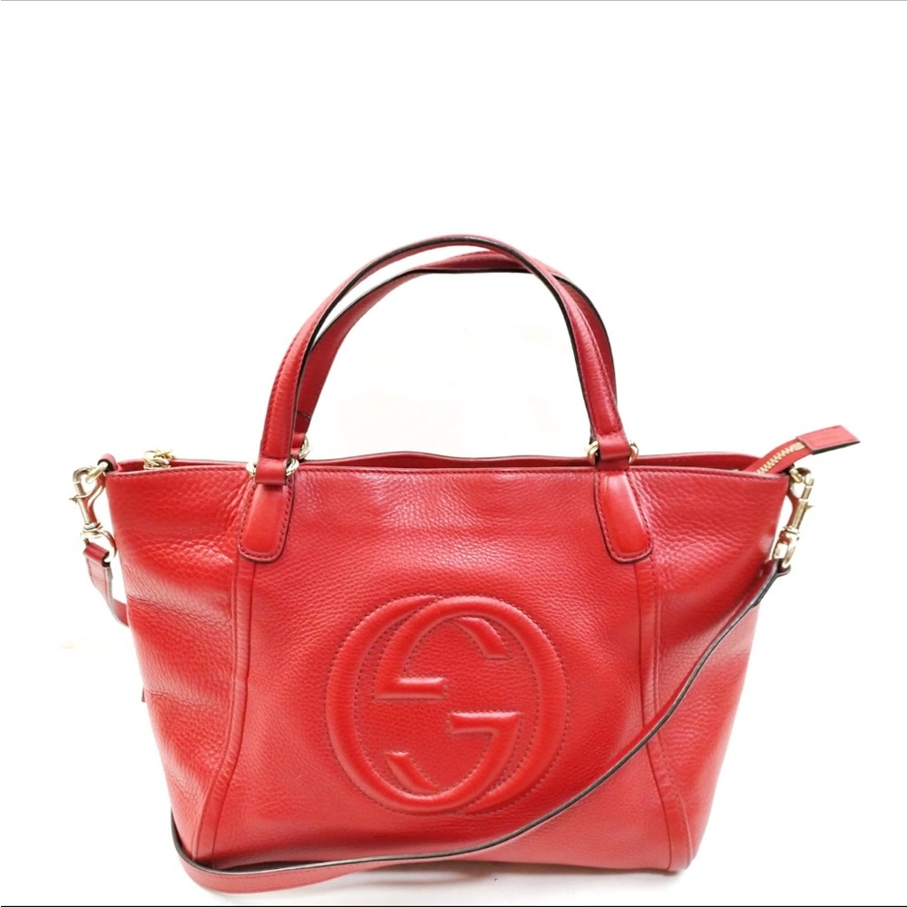 Gucci Red Leather Tote Bag